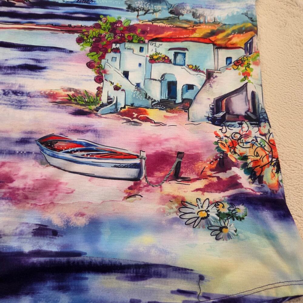 Chico’s Weekends Scenic Lighthouse Art T-Shirt Coastal Chico's Size 0 US Size S - Picture 11 of 14